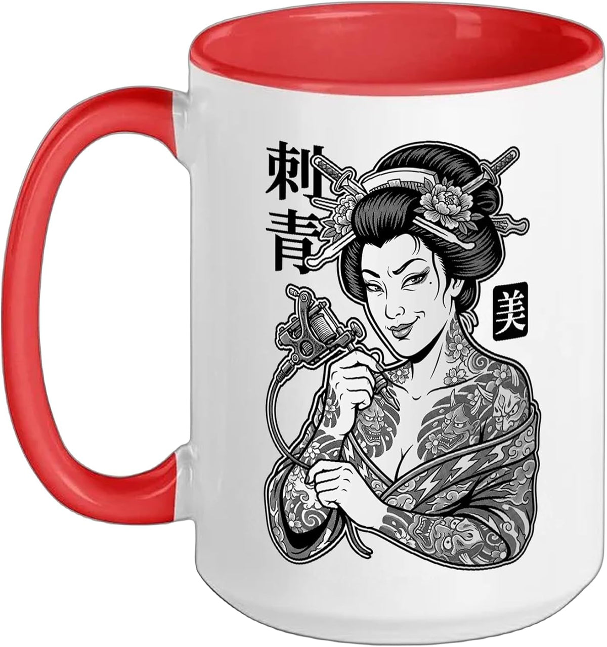Tattoo Beauty Vintage Japanese Geisha Woman Inked Girl Ceramic Mug