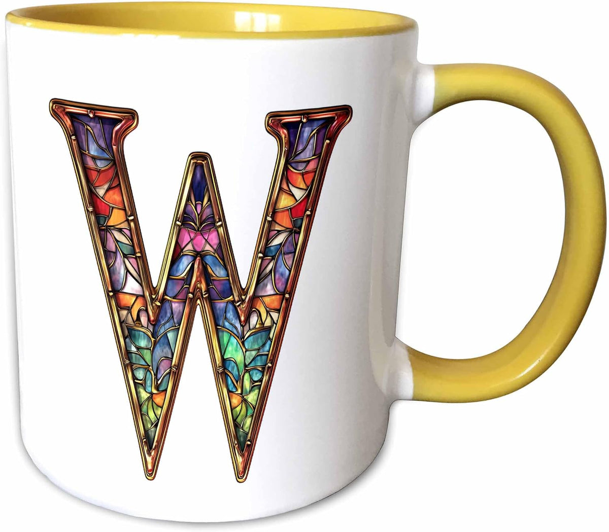 Pretty Image Of Stained Glass Letter W Ceramic Mug