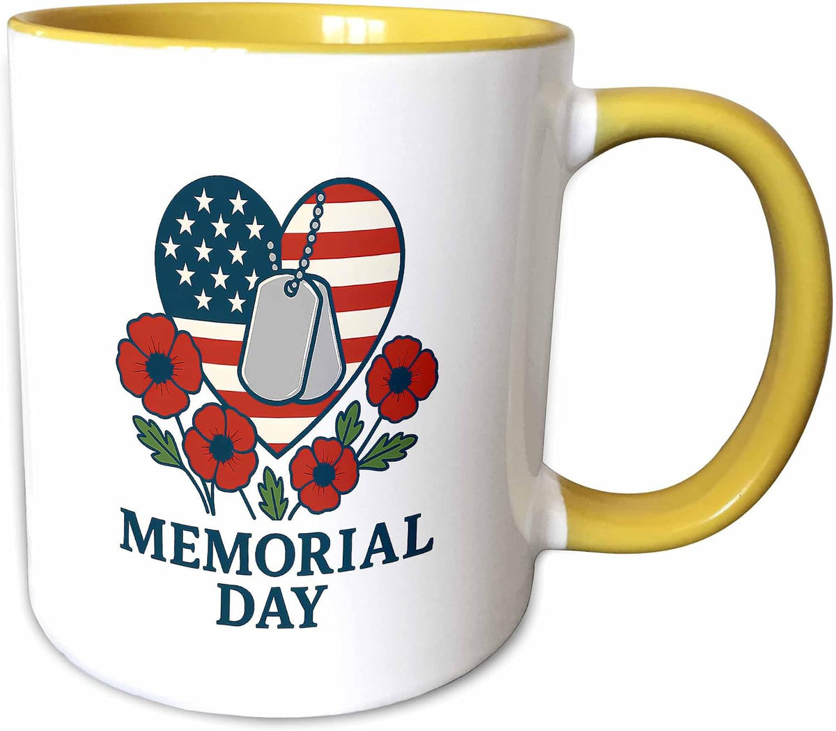 Memorial Day, Heart, Flag, Tokens, Red Ceramic Mug