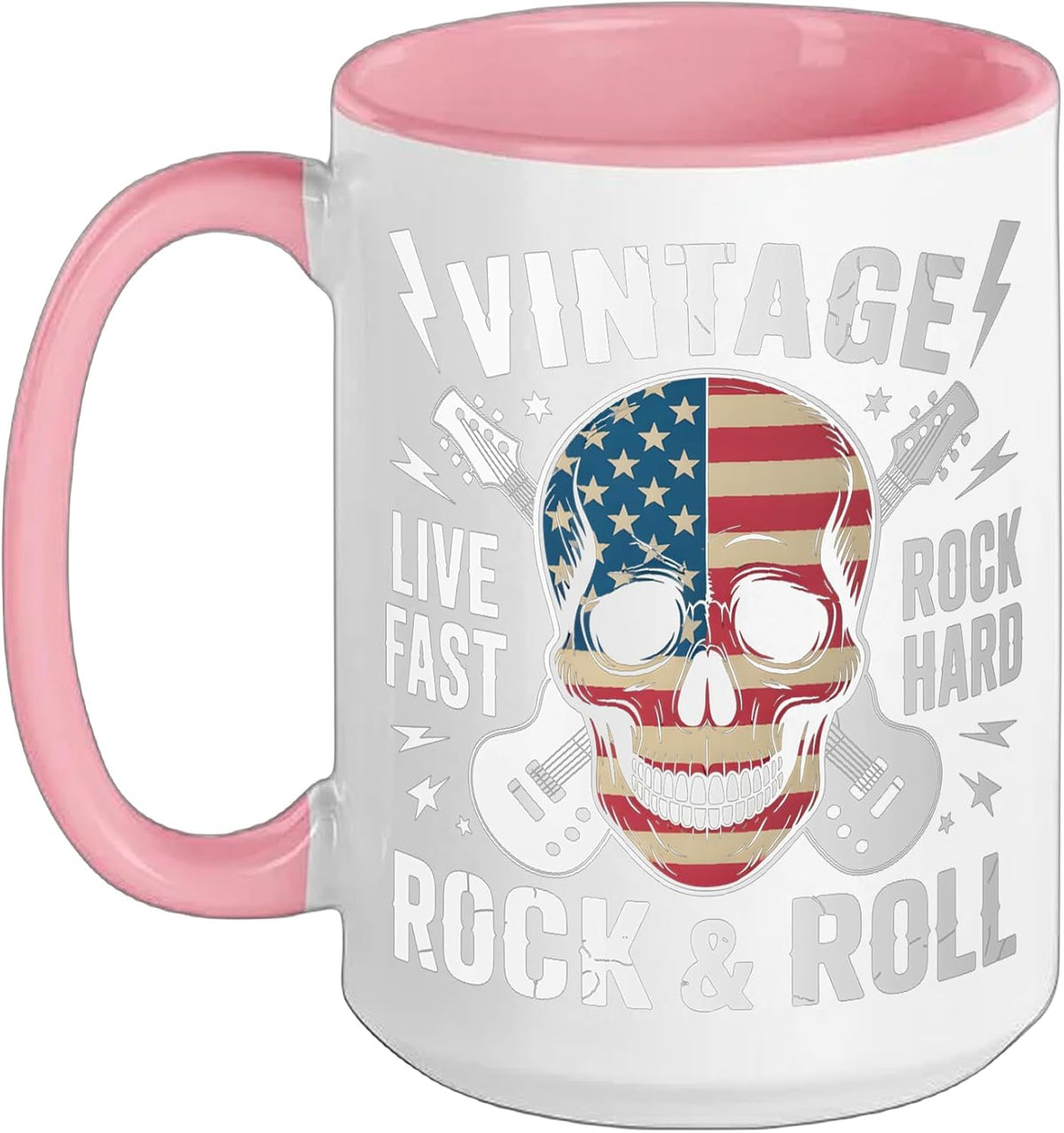 Guitar Vintage Live Fast Rock Hard Rock And Roll Ceramic Mug