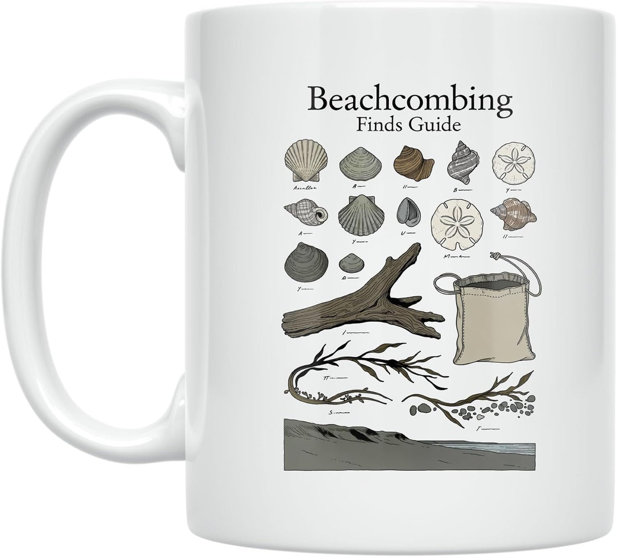 Beachcombing Finds Guide Mug - Coastal Shell Collector - Ceramic Mug