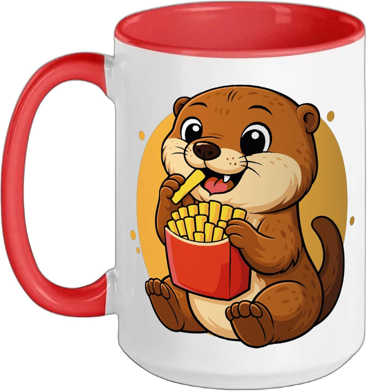 Cute Otter Eating Fries Funny Kawaii Animal Food Lover Ceramic Mug