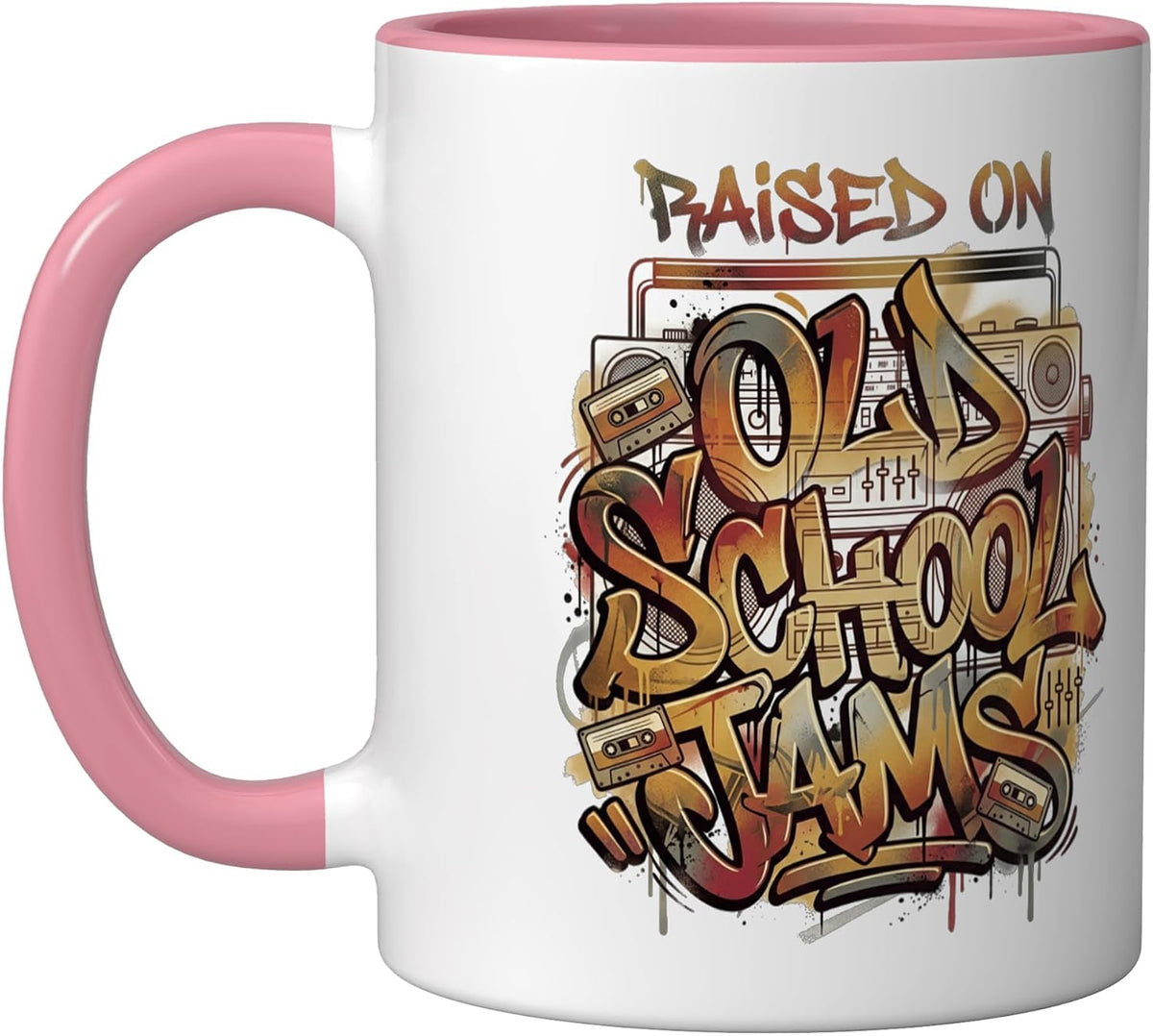 Raised On Old School Jams Boombox Retro Music Ceramic Mug
