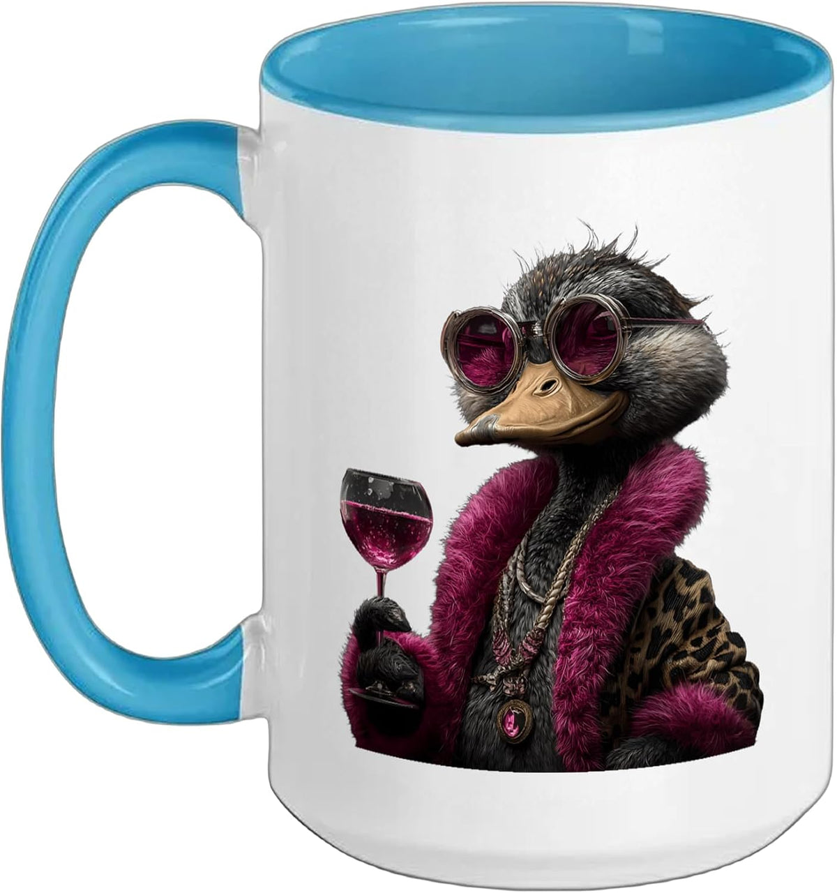 Stylish Ostrich Portrait Animal Lover Graphic Round Ceramic Mug