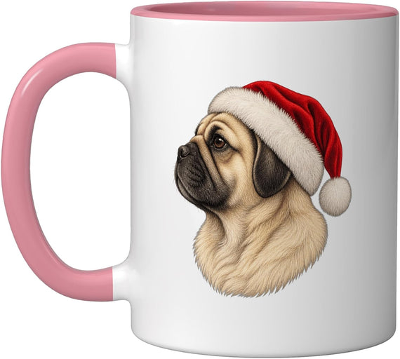 Pug Santa Hat Christmas Dog Portrait Ceramic Mug