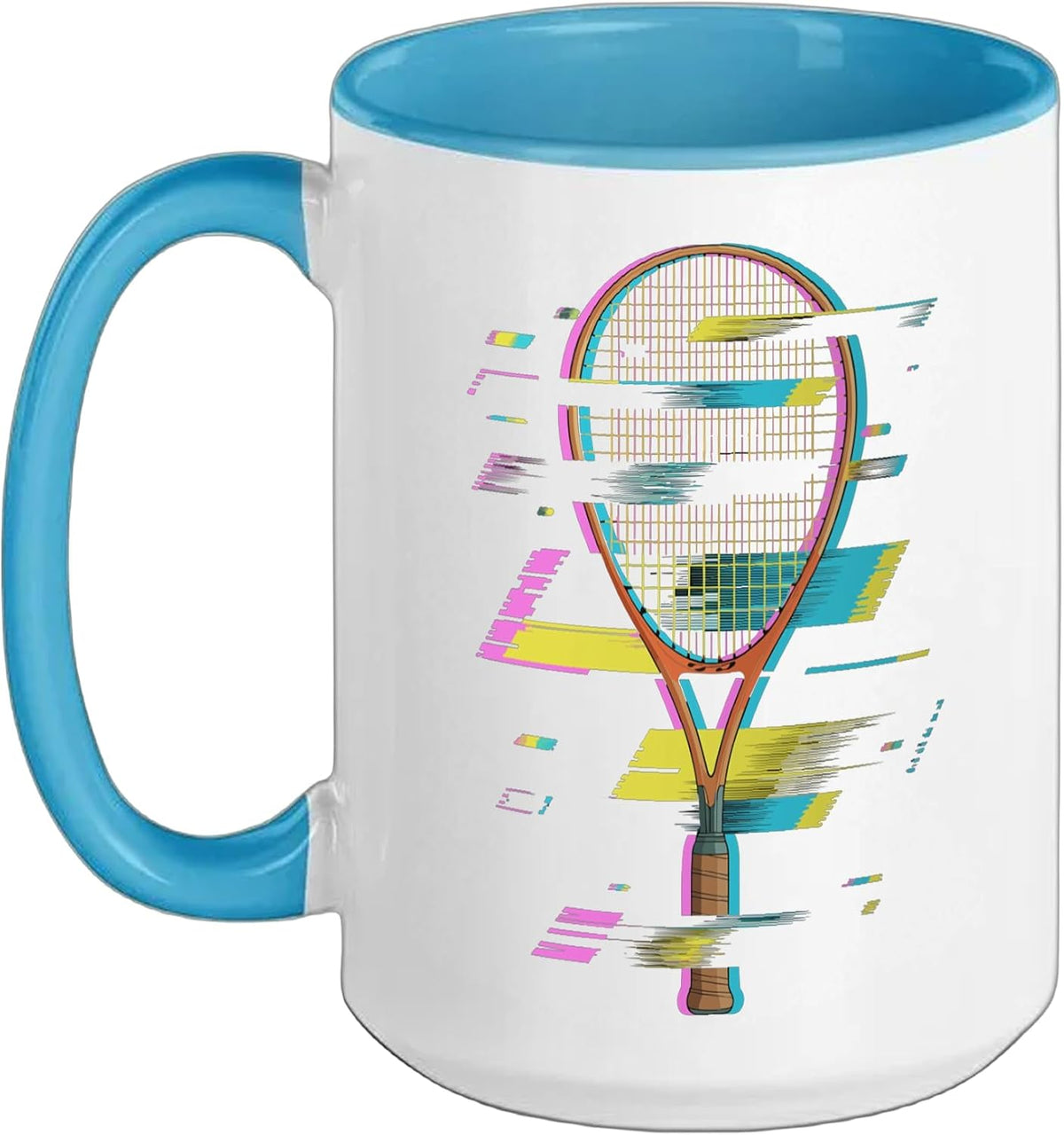 Glitch Art Squash Racket Racquetball Ceramic Mug