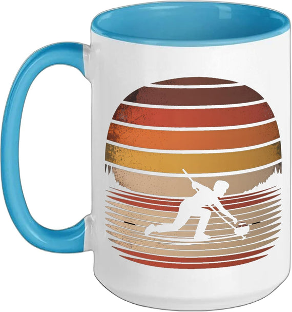 Vintage Curling Curler Blue Winter Ceramic Mug