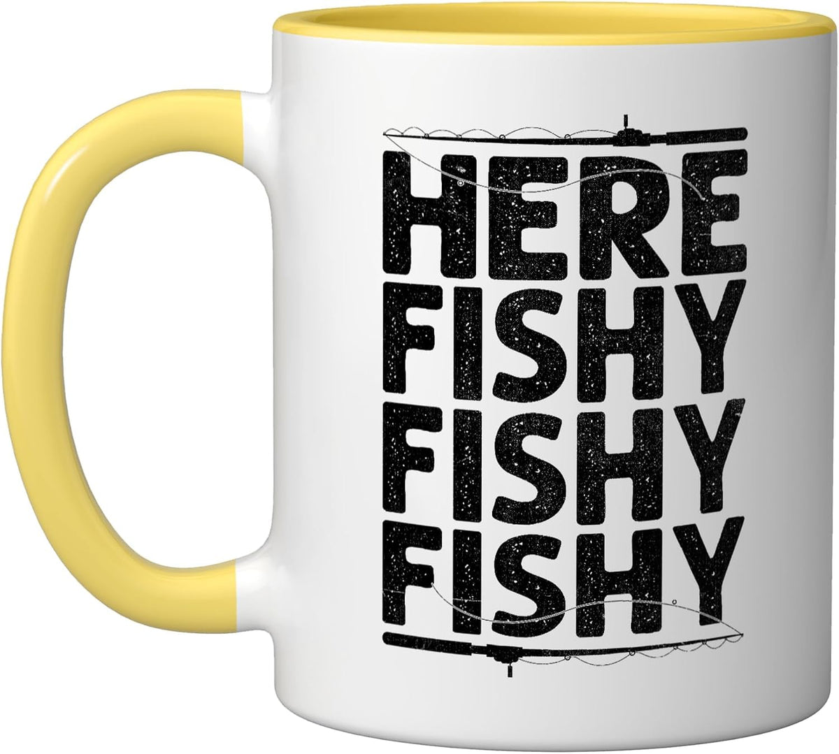 Here Fishy Fish Fishing Angler Fisherman Bass Anglers Ceramic Mug