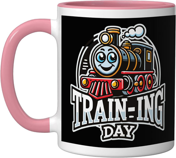 Train-Ing Day Cartoon Engine Kids Train Design Art Ceramic Mug