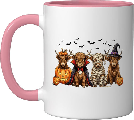 Halloween Highland Cow Pumpkin Spooky Season Costume Ceramic Mug