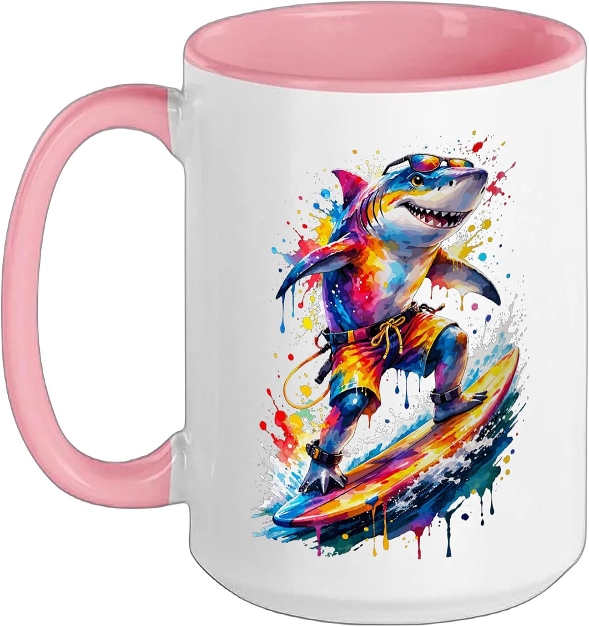 Shark Surfer Retro Surfing Ceramic Mug