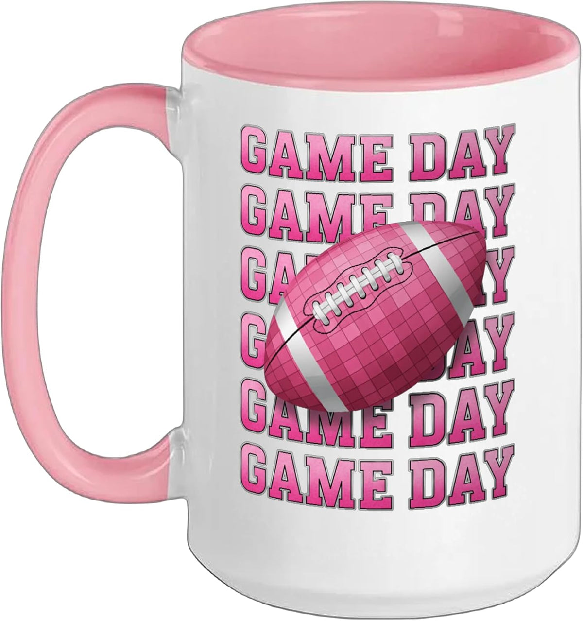 Game Day Pink Football Mom Fan Gift Ceramic Mug