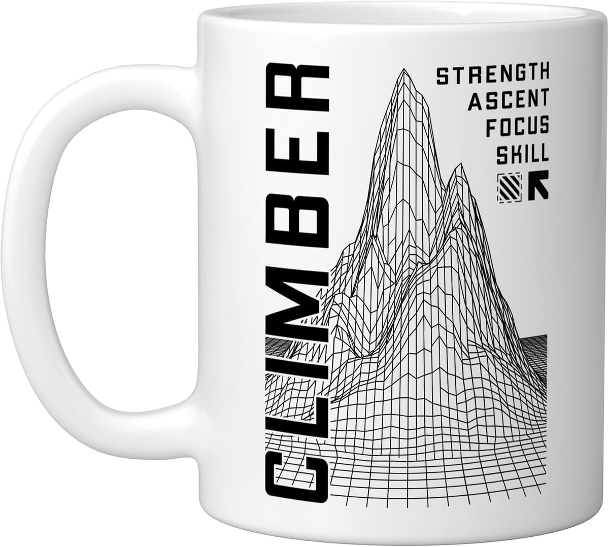 Rock Climbing Climber Mountain Peak Computer Wireframe Ceramic Mug