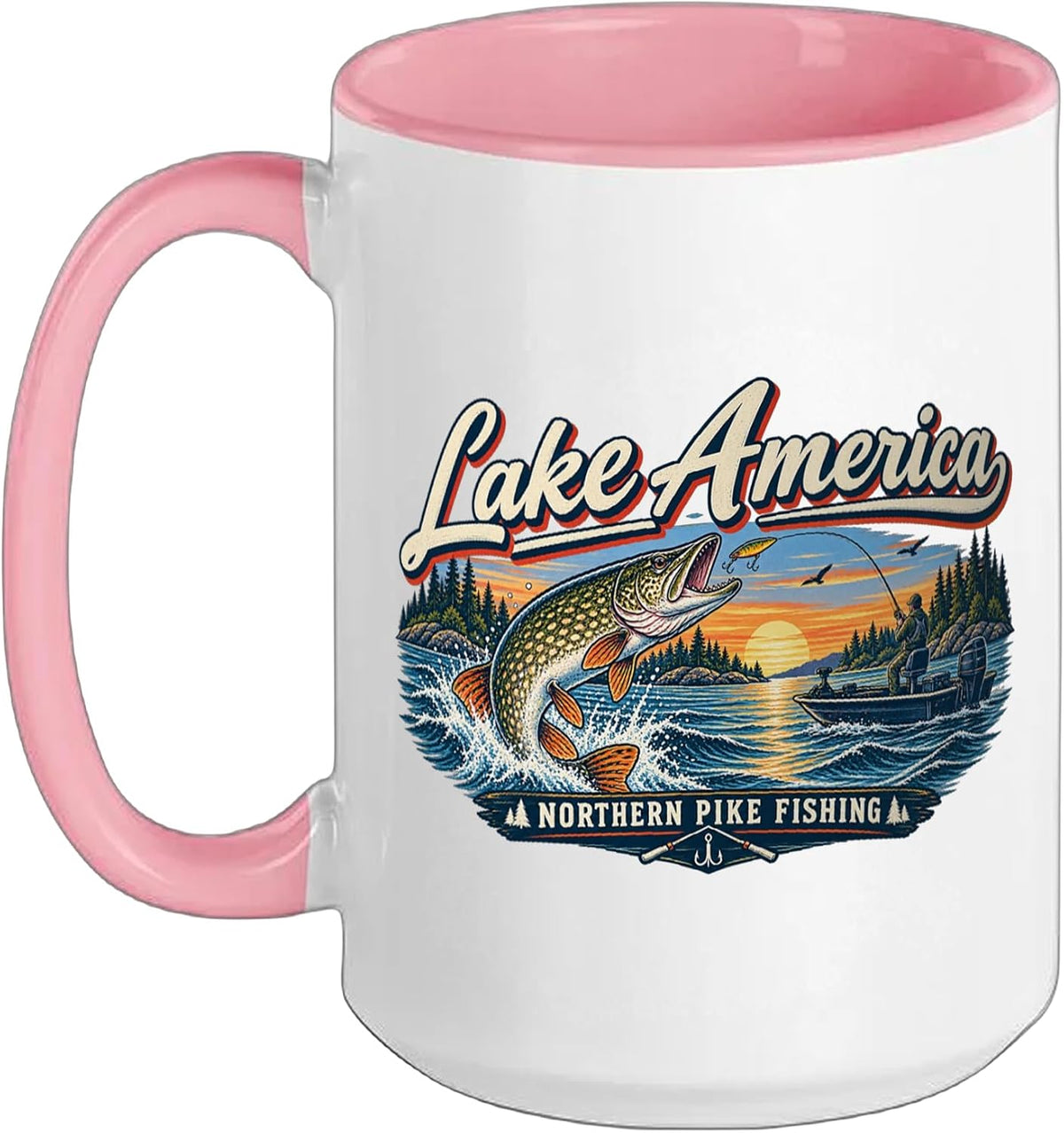 Lake America Northern Pike Fishing Ceramic Mug