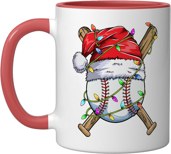 Santa Sports Design For Men Boys Christmas Baseball Player Ceramic Mug