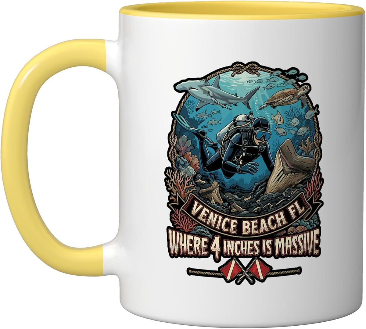 Megaladon Shark Teeth Hunting In Venice Beach Florida Ceramic Mug