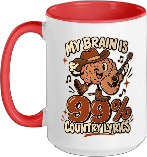 My Brain Is 99% Country Lyrics Music Lover Funny Ceramic Mug