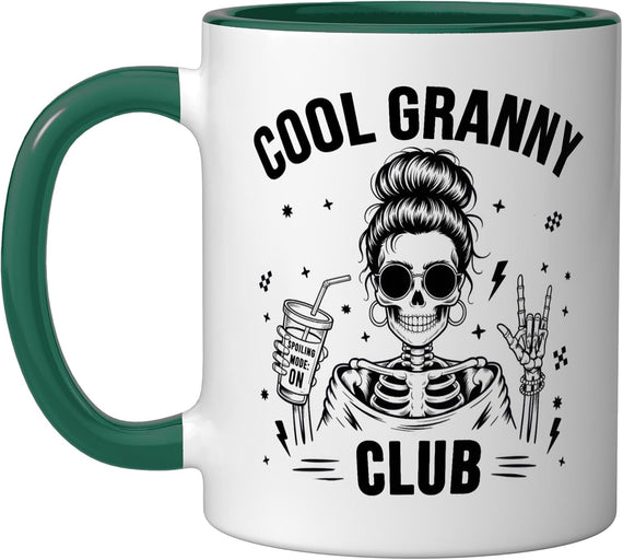 Cool Granny Skull Rocker Grandma Halloween Ceramic Mug