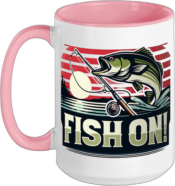 Fish On! Largemouth Bass Fishing Rod Angler Design Ceramic Mug