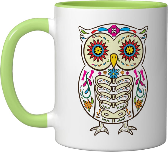 Sugar Skull Owl Dia De Los Muertos Halloween Ceramic Mug