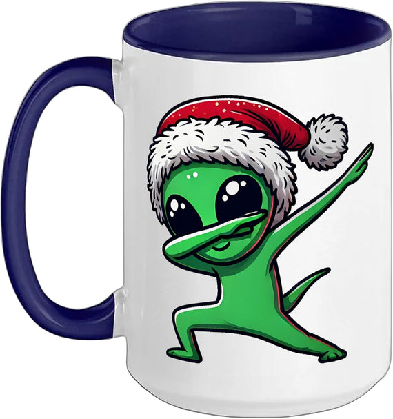 Christmas Dabbing Alien Santa Hat Ceramic Mug