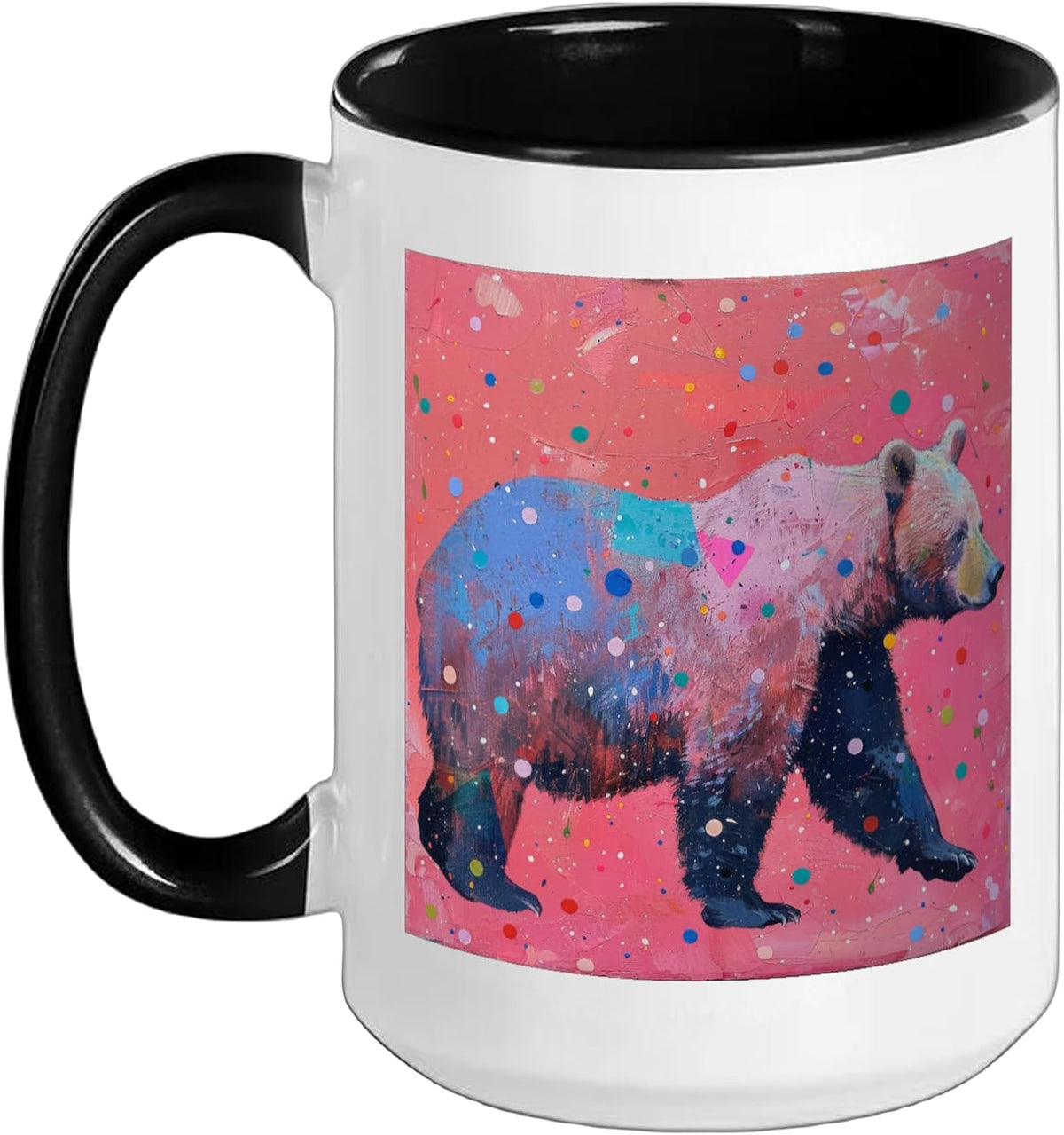 Bear Whimsical Watercolor Floral Ceramic Mug
