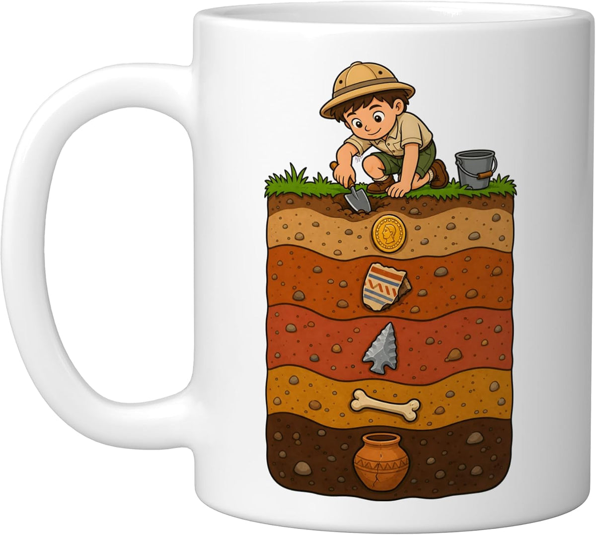 Kids Archaeologist Dig Site Soil Layers Treasure Ceramic Mug