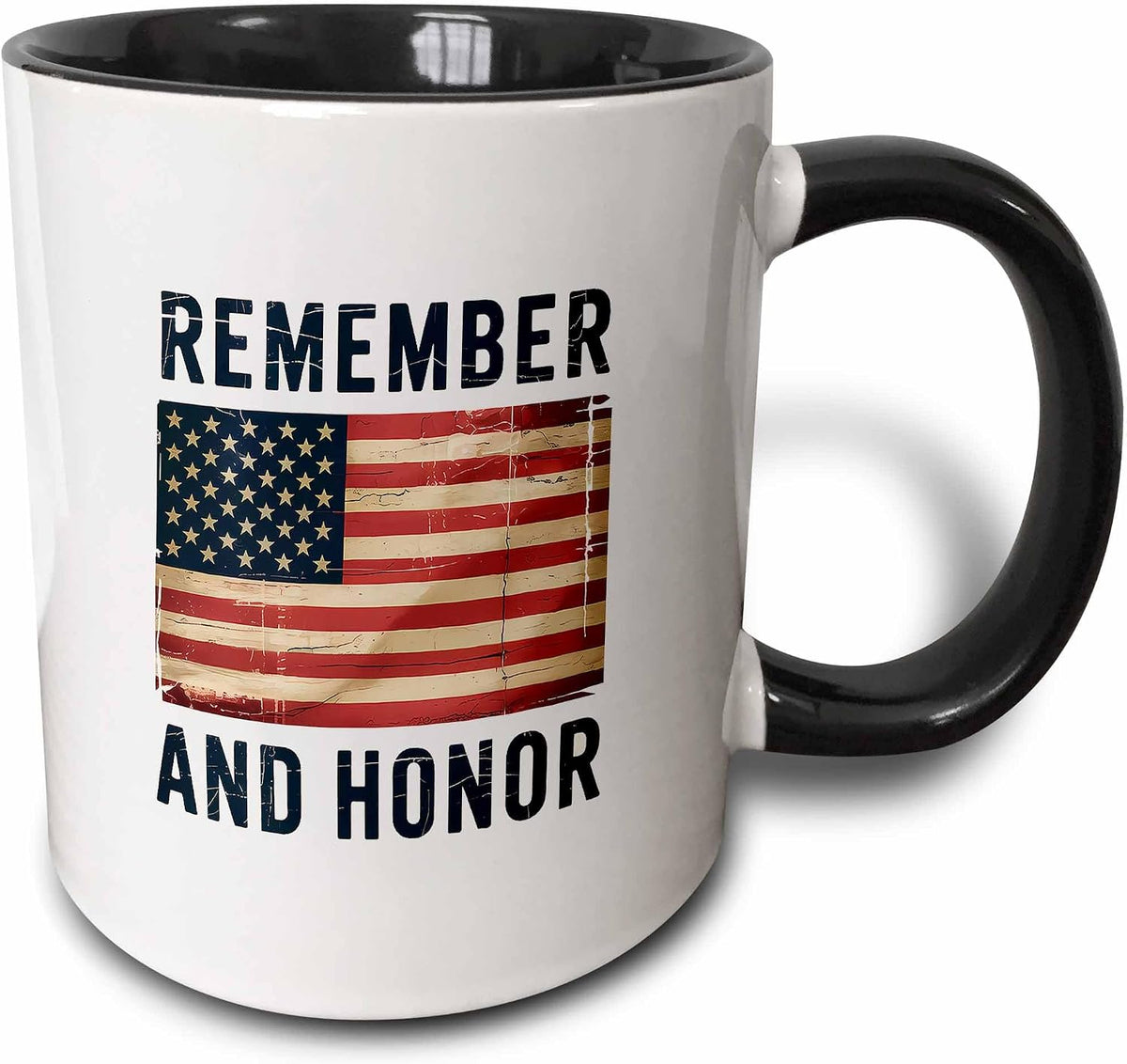 Remember And Honor Text, Weathered Usa Flag. Memorial Day Ceramic Mug