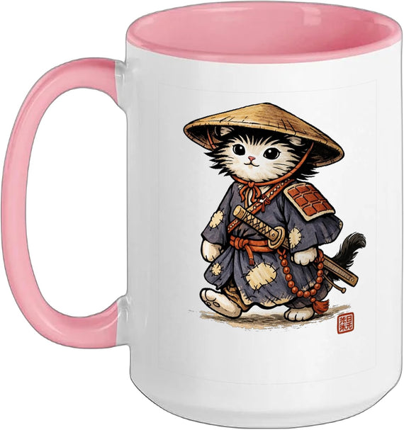 Japanese Samurai Cat Kawaii Tattoo Ninja Cat Ceramic Mug