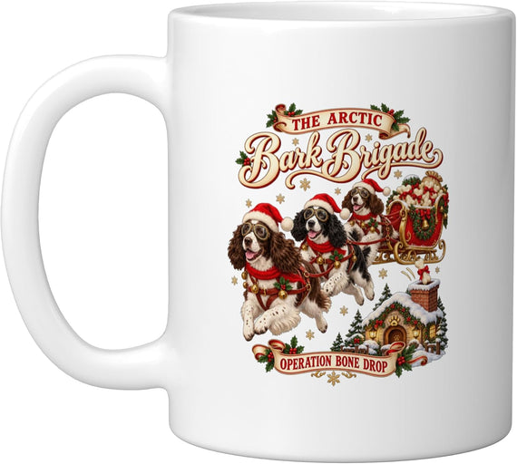 English Springer Spaniel Christmas Sleigh Xmas Family Kids Ceramic Mug
