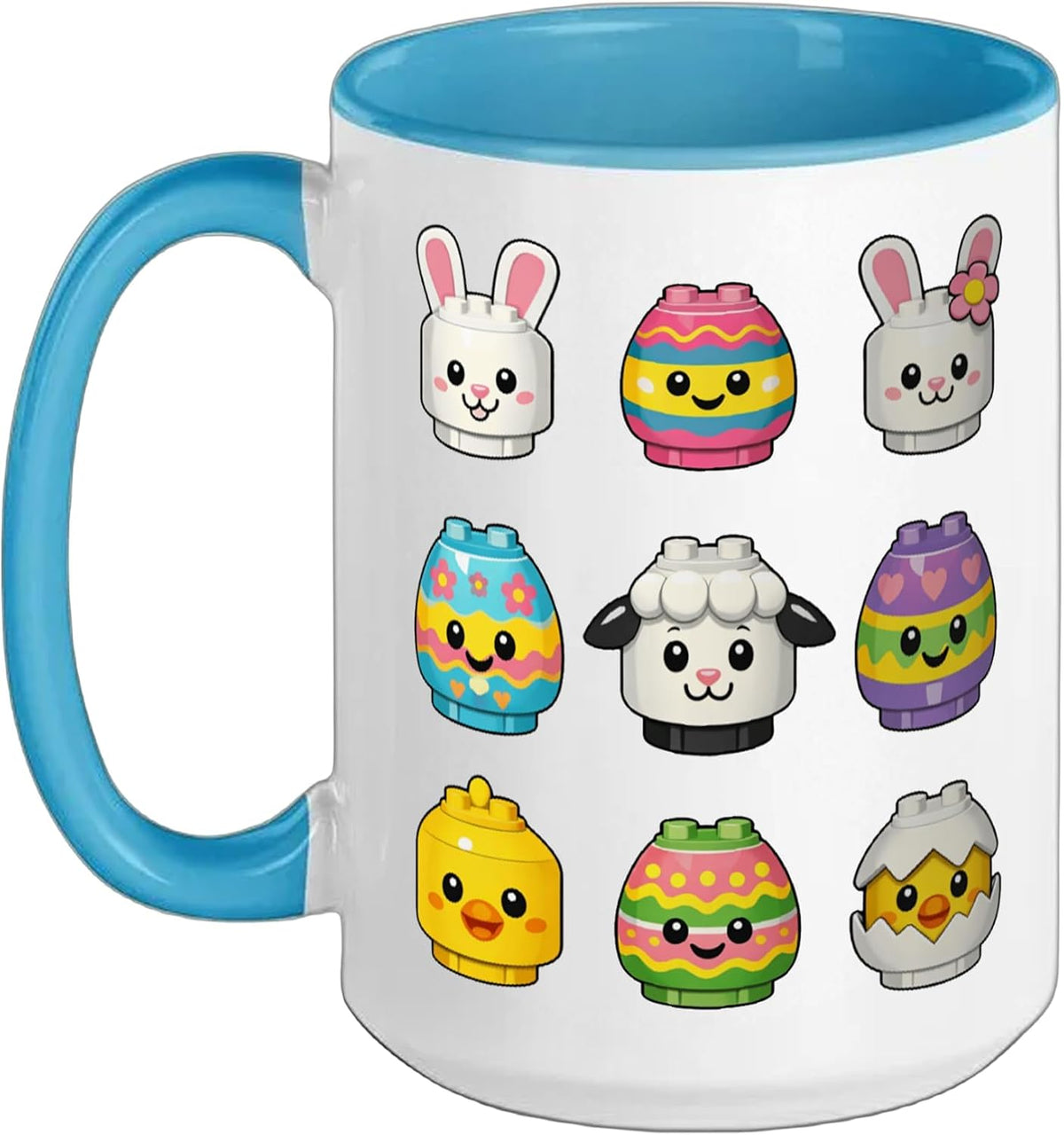 Easter Day Building Brick Faces Blocks Heads Kids Ceramic Mug