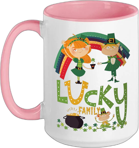 Lucky Family Irish Kids St Patricks Day Leprechaun Ceramic Mug