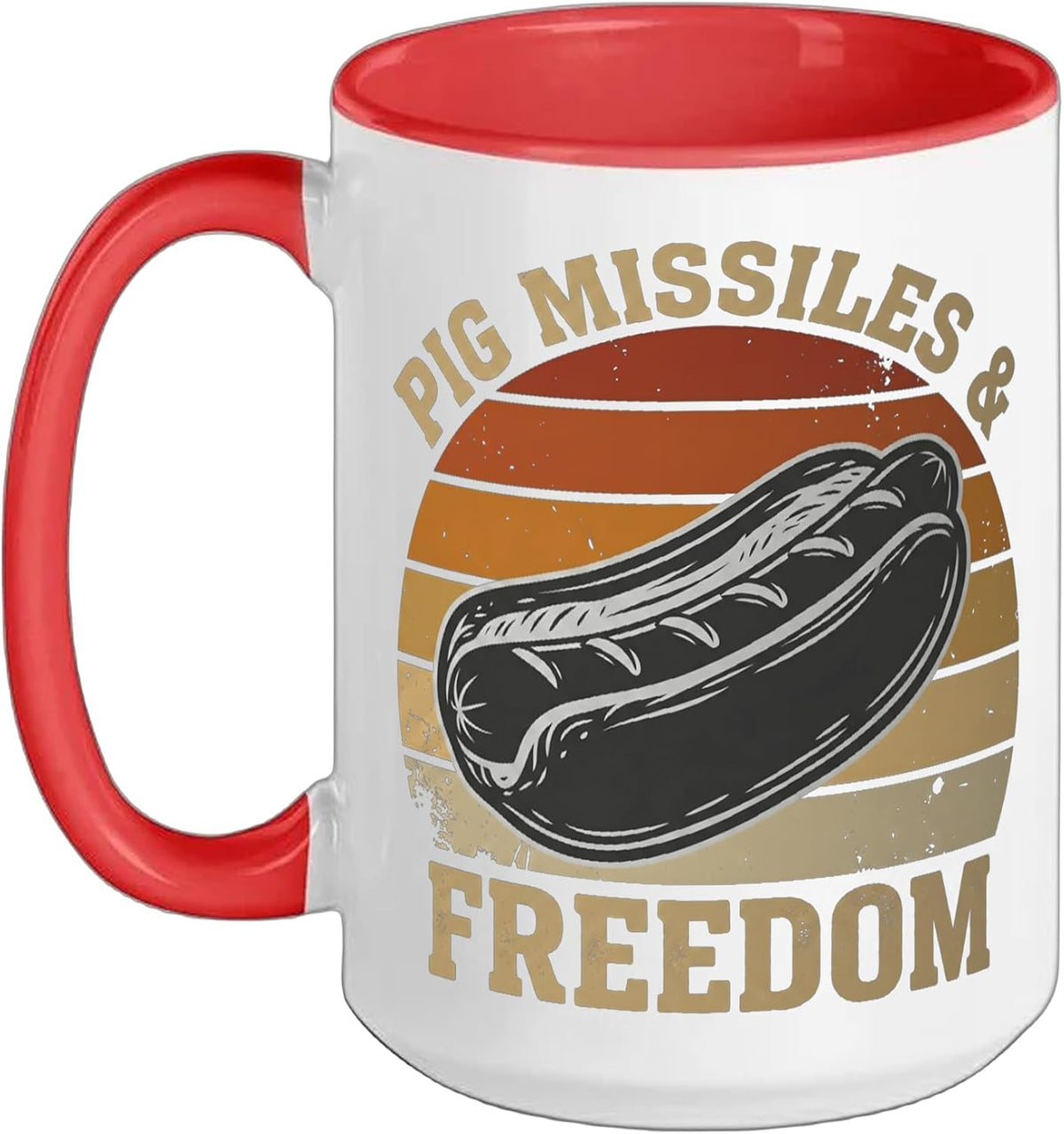 Pig Missiles And Freedom 4th Of July Patriotic Hotdog Ceramic Mug