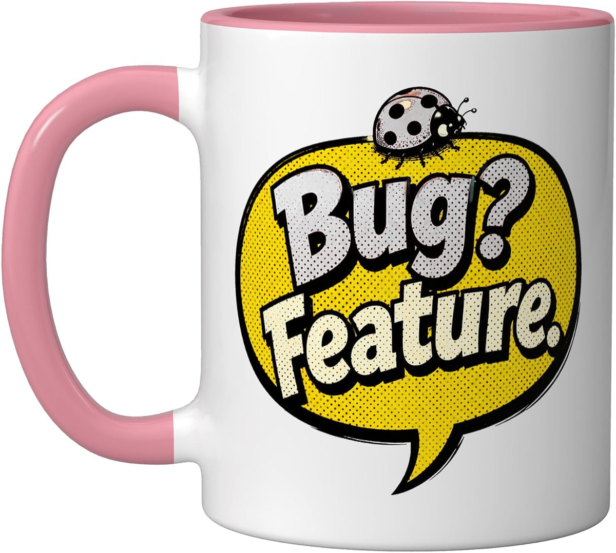 Bug? Feature. Software Engineer Coding Retro Pop Art Ceramic Mug
