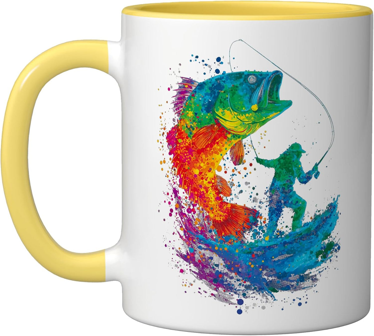Colorful Bass Fishing Splash Design For Anglers Ceramic Mug
