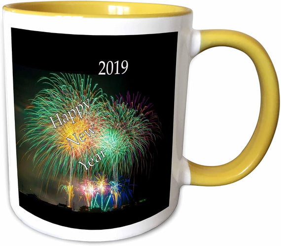 Happy New Year On Colorful Fireworks 2019 Ceramic Mug