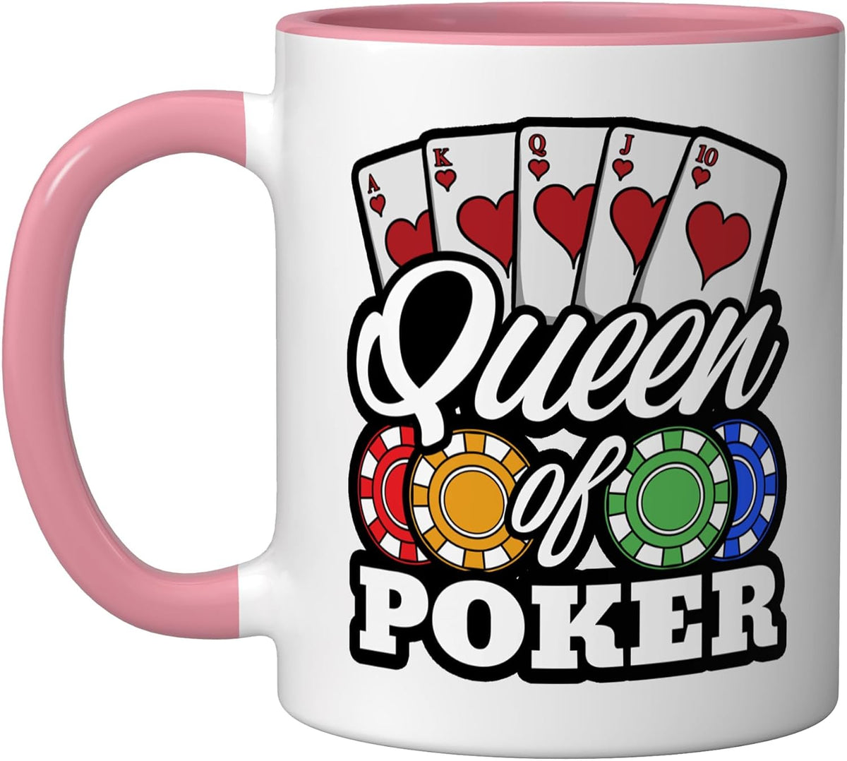 Poker Queen Gambling Casino Card Game Hand Bluff Fold Ceramic Mug
