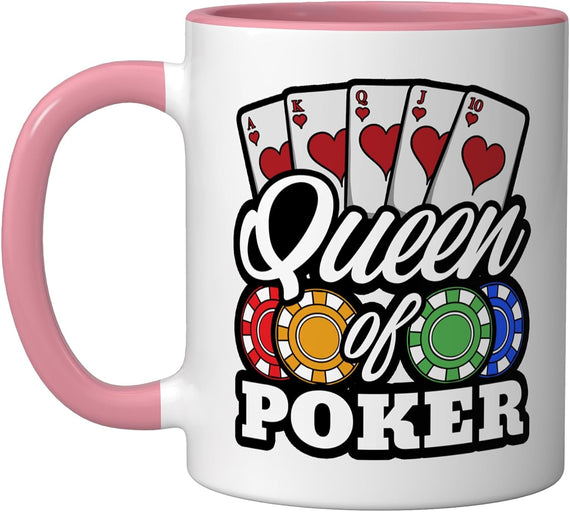 Poker Queen Gambling Casino Card Game Hand Bluff Fold Ceramic Mug