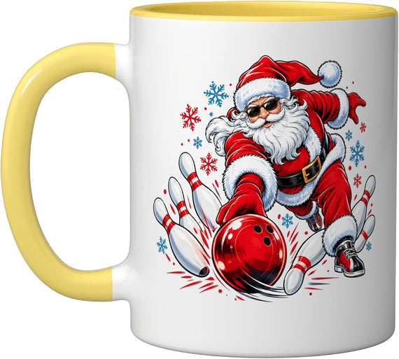 Funny Christmas Santa Playing Bowling Xmas Sport Ceramic Mug