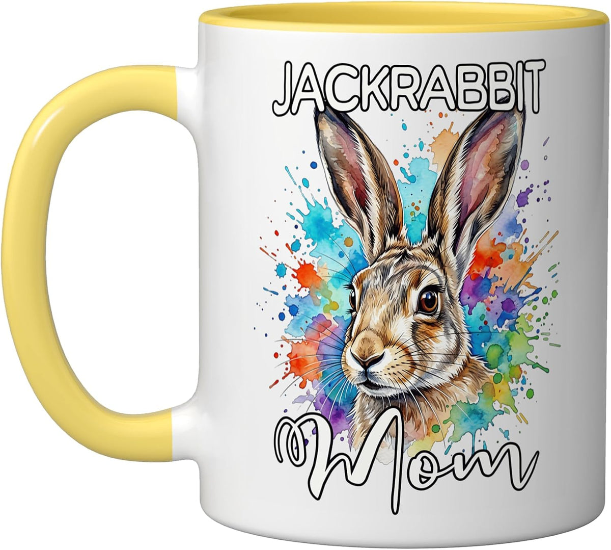 Jackrabbit Mom Watercolor Splash Bunny Art Ceramic Mug