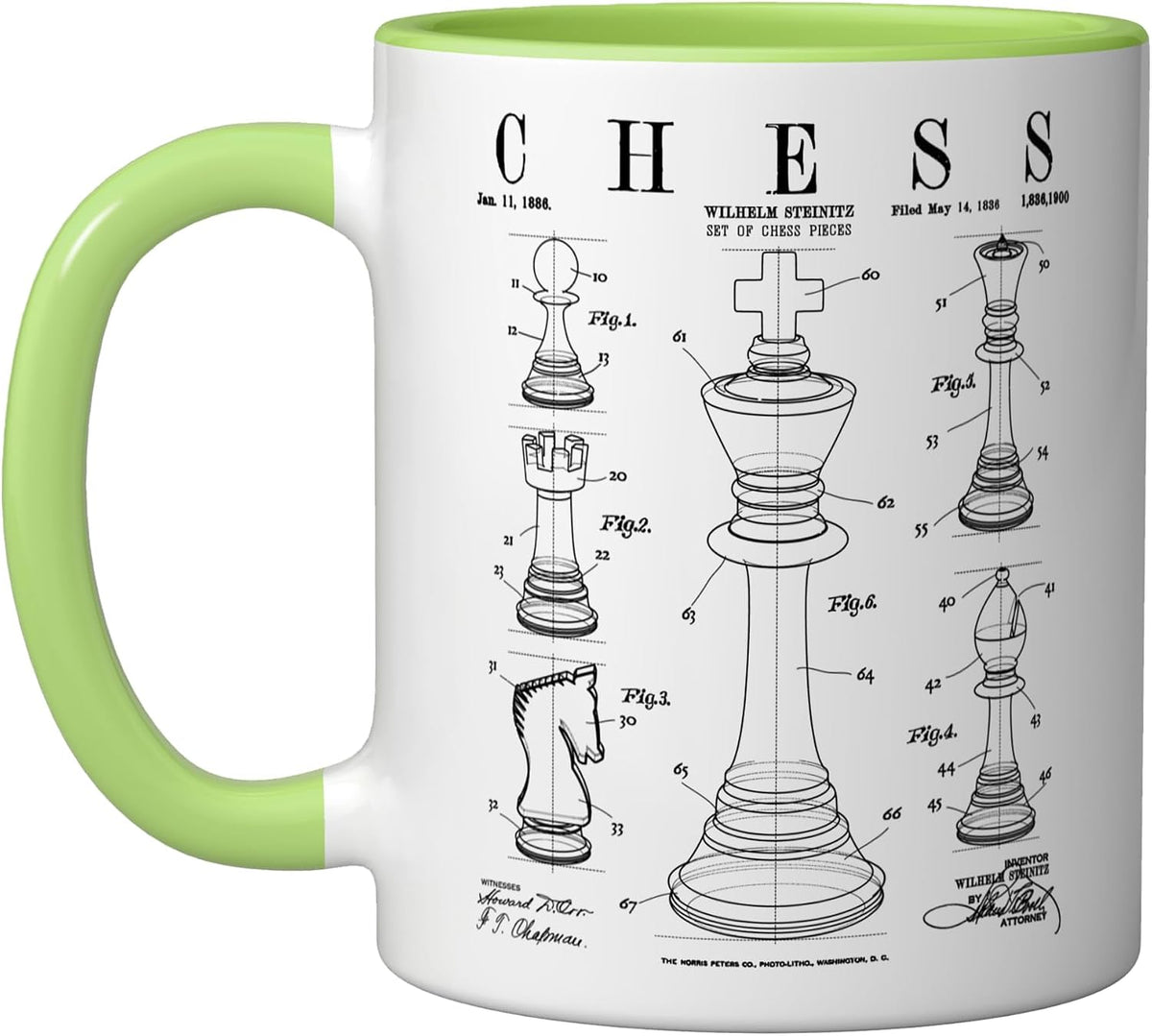 Chess King And Pieces Old Vintage Patent Drawing Print Ceramic Mug