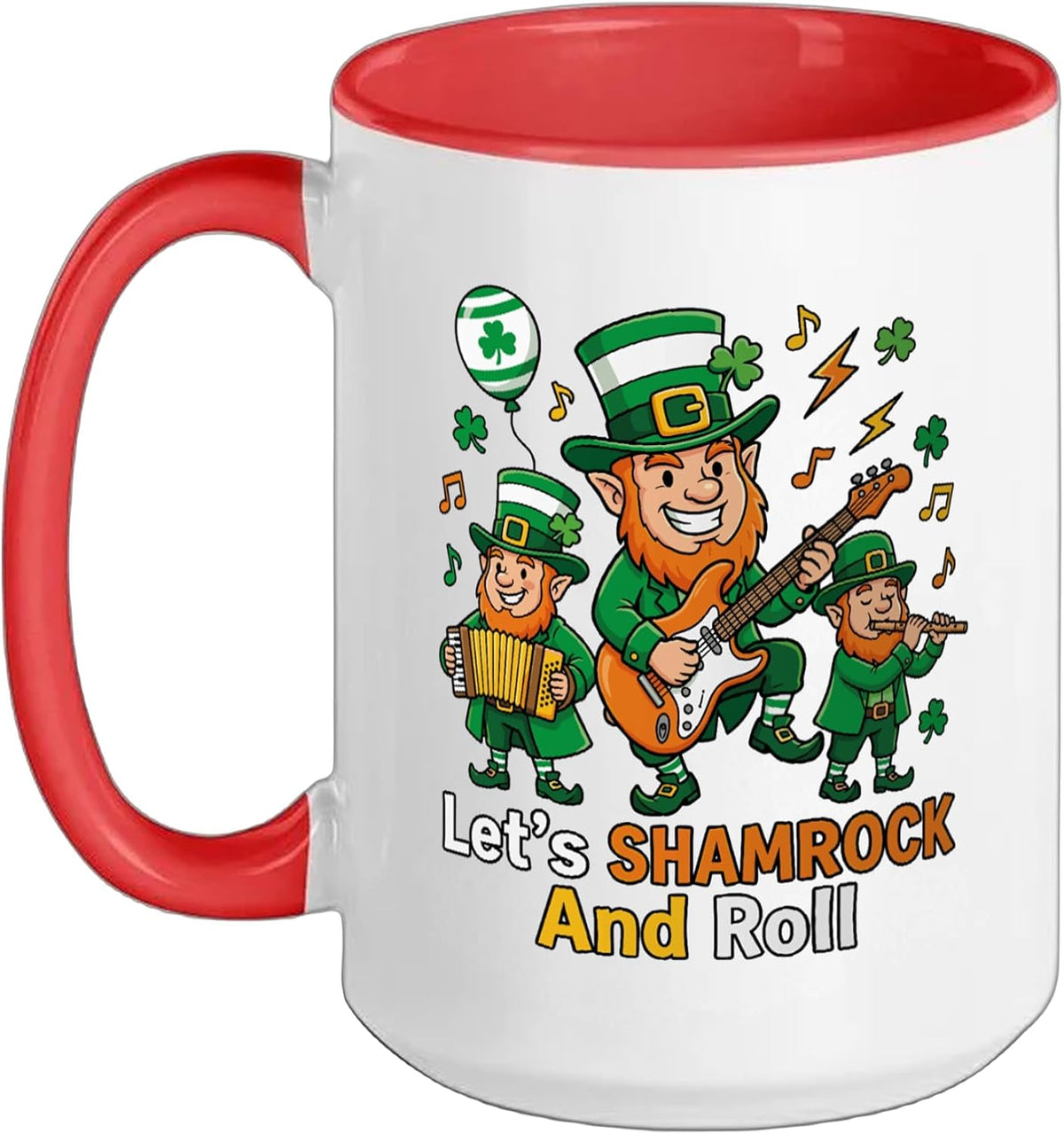 Lets Shamrock And Roll Patricks Day Leprechaun Design Ceramic Mug