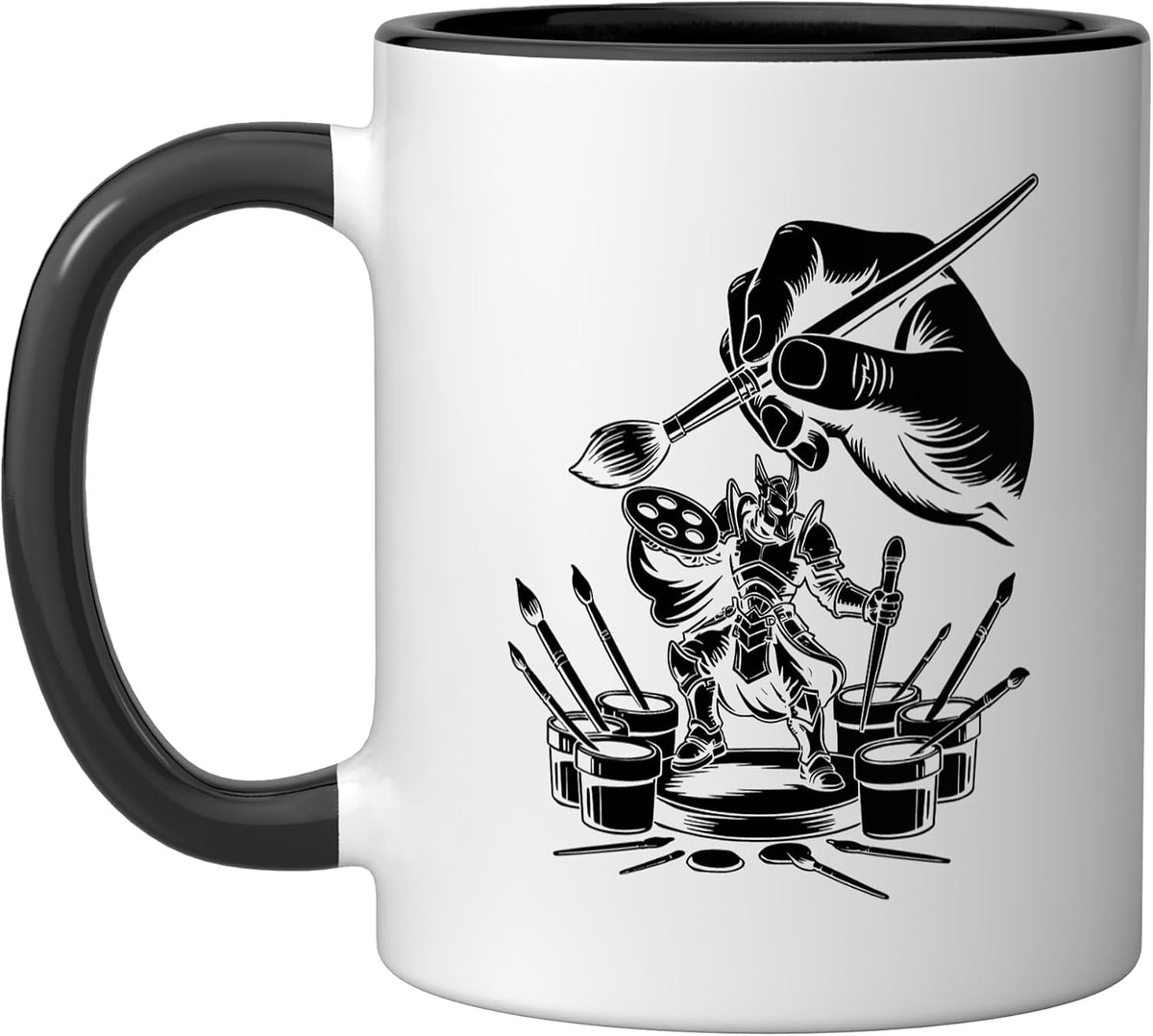Miniature Painter Brush Silhouette Tiny Figure Art Minimal Ceramic Mug