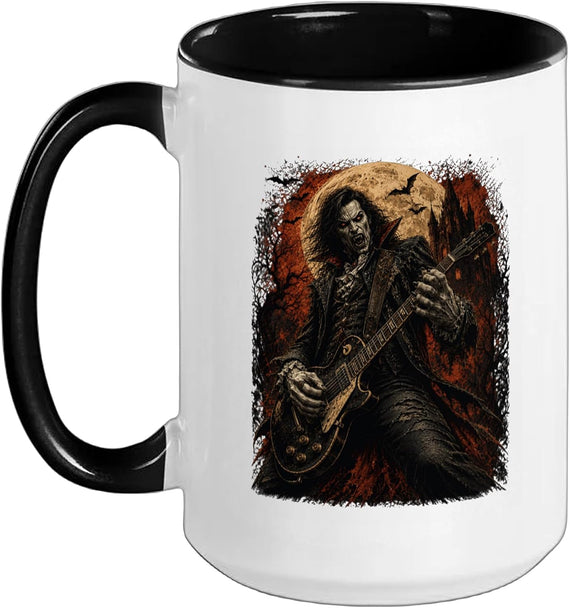 Vampire Guitarist Gothic Music Horror Guitar Halloween Ceramic Mug