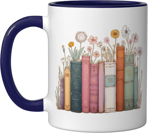 Book Flowers Reading Book Lover Ceramic Mug