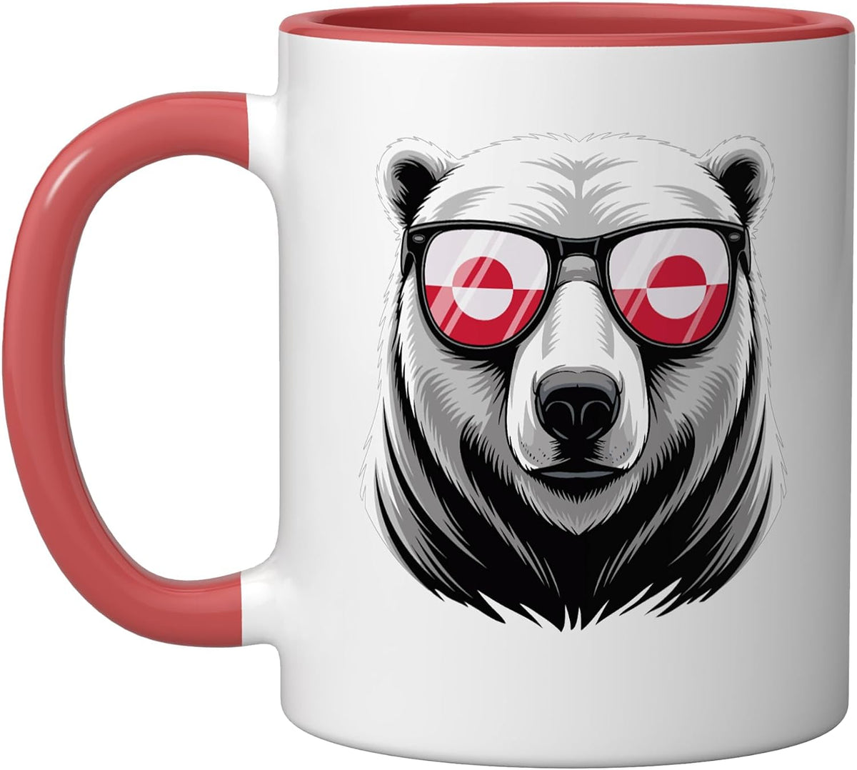 Polar Bear Greenland Flag Sunglasses Ceramic Mug
