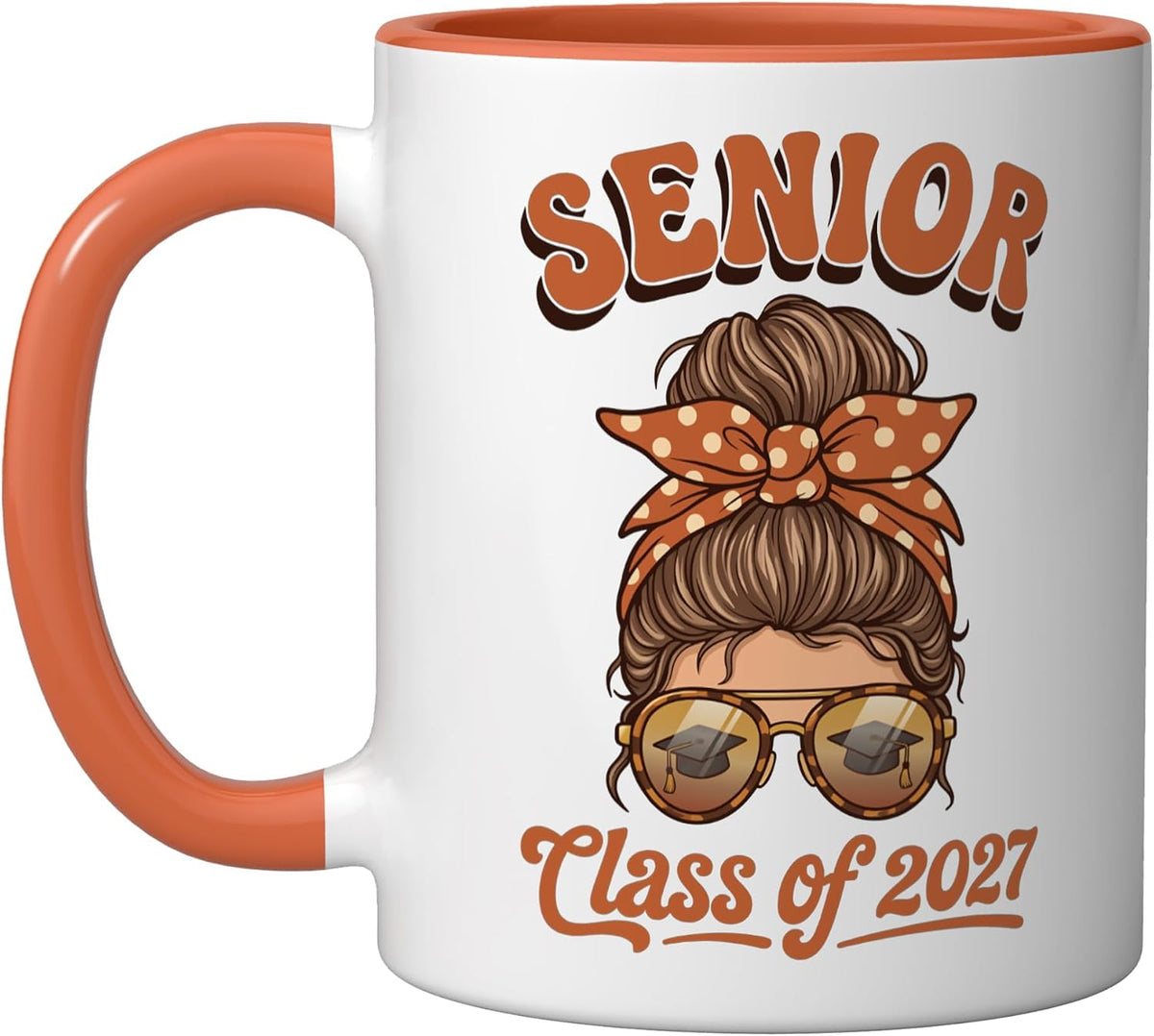 Class Of 2027 Senior Coquette Bow Messy Hair 27 Graduation Ceramic Mug