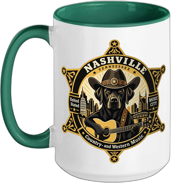 Nashville Tennessee Country Music City Usa Labrador Dog Ceramic Mug
