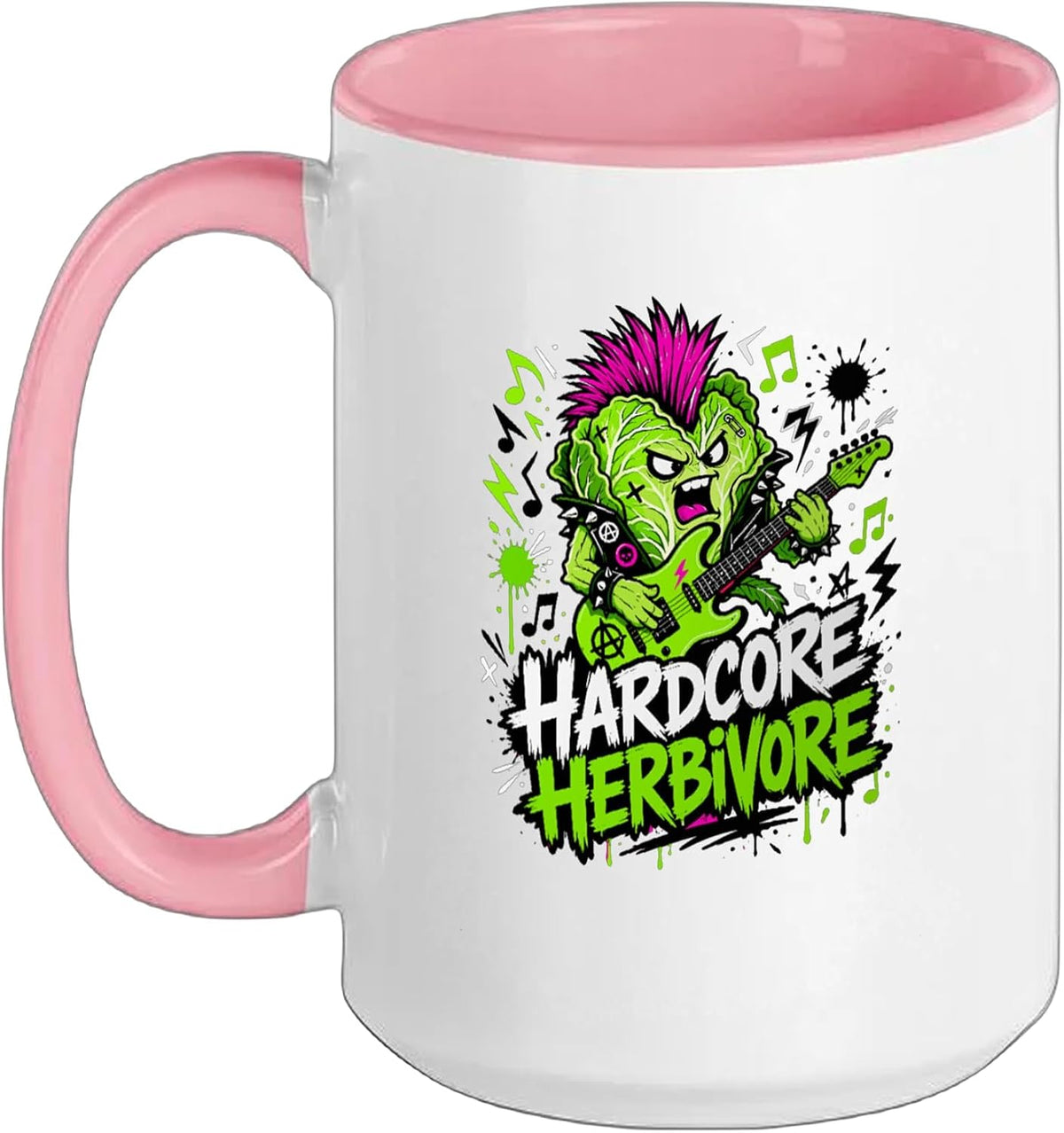 Hardcore Herbivore Vegan Rocker Cabbage Guitarist Ceramic Mug