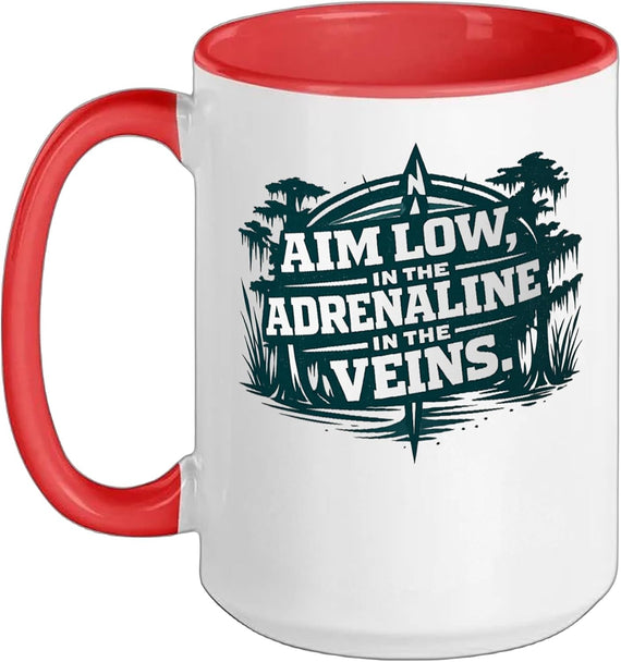 Aim Low Adrenaline In The Veins Bowfishing Funny Ceramic Mug
